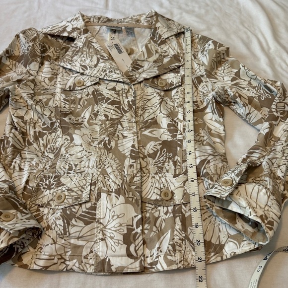 NEW Chicos 1 (Medium / 8) Neutral Floral Blazer Jacket ~ Layer Coastal Cottage - Picture 4 of 5